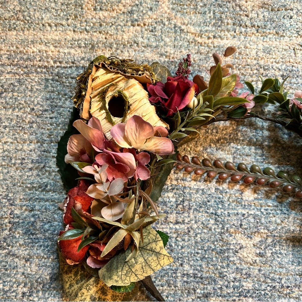 Handmade Floral Headband with Bird and Birdhouse - Picture 3 of 3
